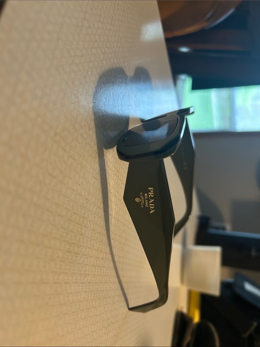 Prada Black Thick-Arm Sunglasses with Gold Logo